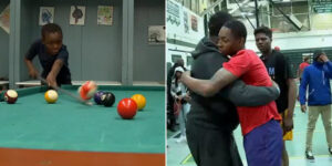 students kids playing hanging out pool table