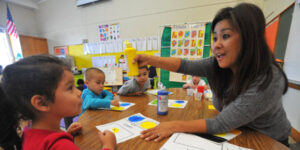 teacher with young children