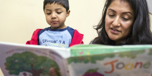 latino prek student reading