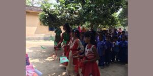 group of young Bangladeshi girls performing a dance