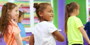 young happy girls in a classroom